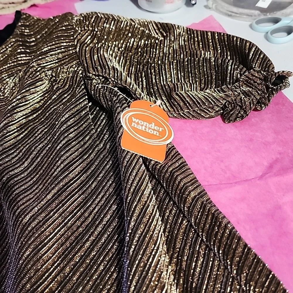 WONDER NATION  GIRLS METALLIC BABYDOLL DRESS 👗 - Picture 3 of 9